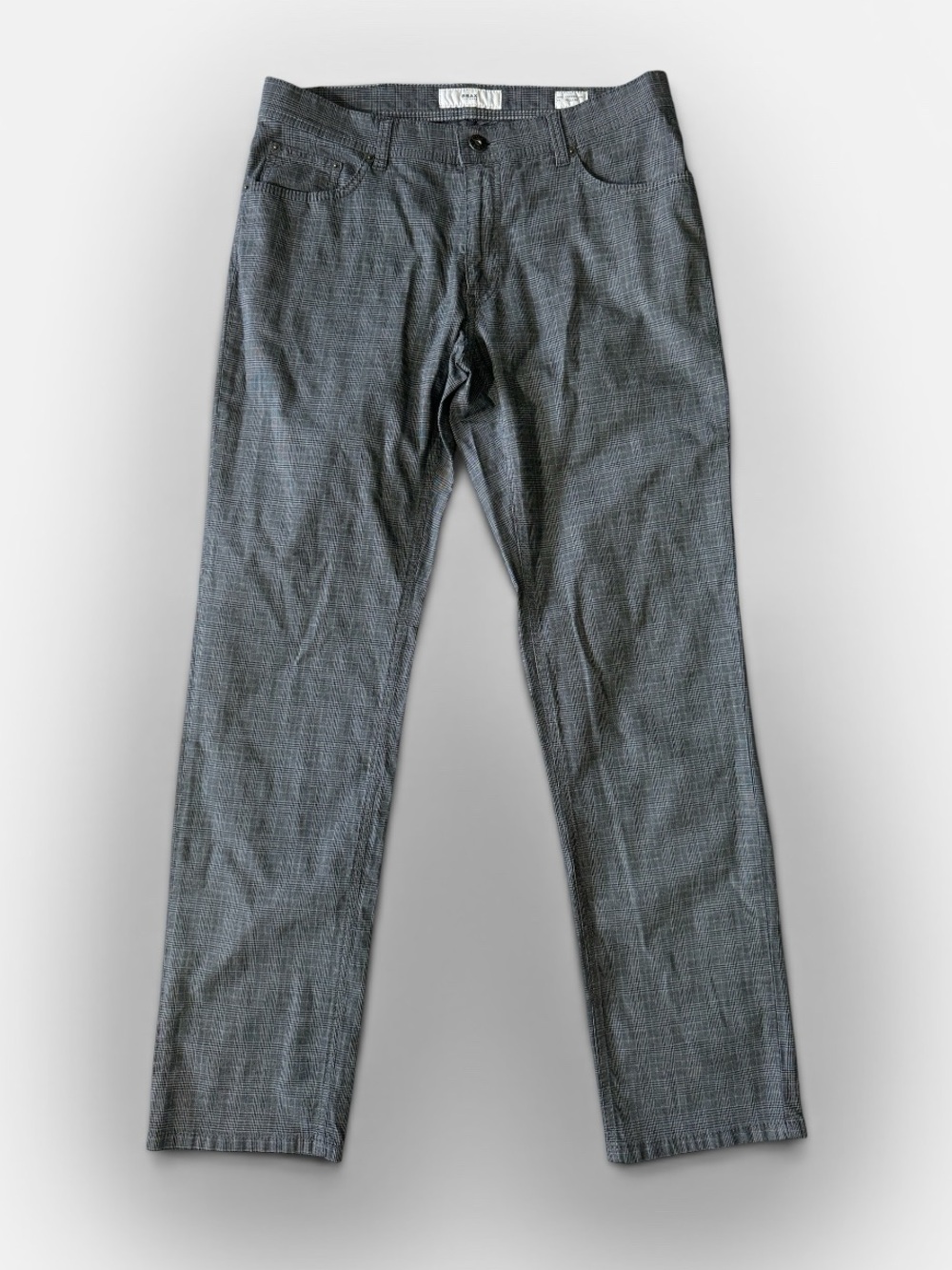 Brax mens 34x32 gray plaid cooper fancy regular fit lightweight pants EUC
